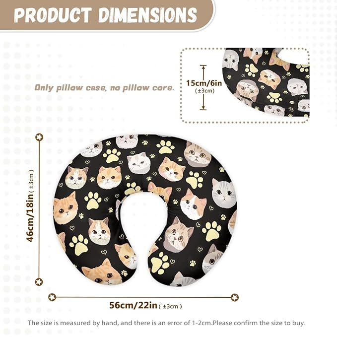 Cute Cats Nursing Pillow Cover, Fits The Original Support for Breastfeeding, Bottle Feeding, and Bonding Ultra Soft Comfortable Slipcover for Baby Girl and Boy
