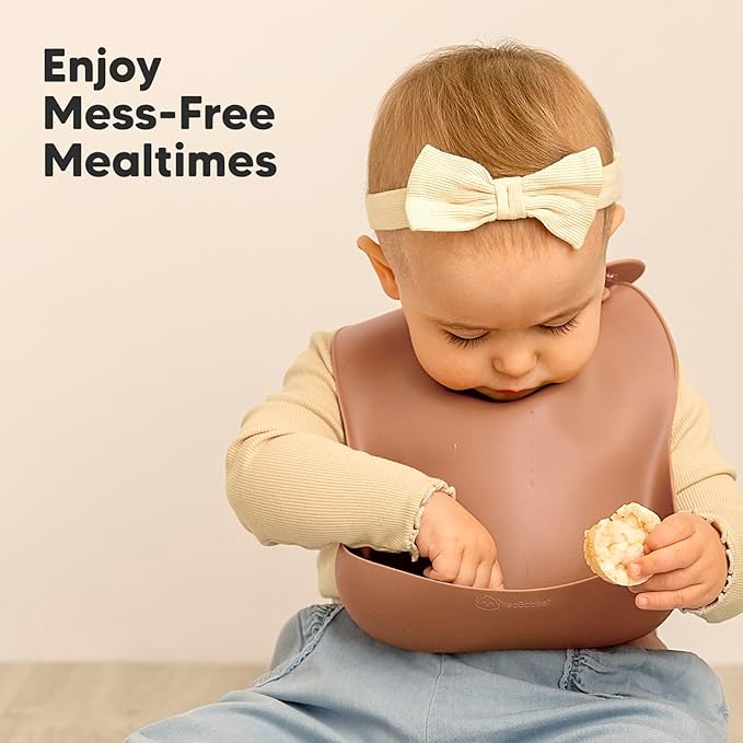 KeaBabies 2-Pack Silicone Bibs for Babies, Toddlers Girl, Boy – Sturdy Food-Grade Baby Bibs for Eating, Large Food Catcher, Clean & Put On Easily, Waterproof Toddler Feeding Essentials (Dusk)