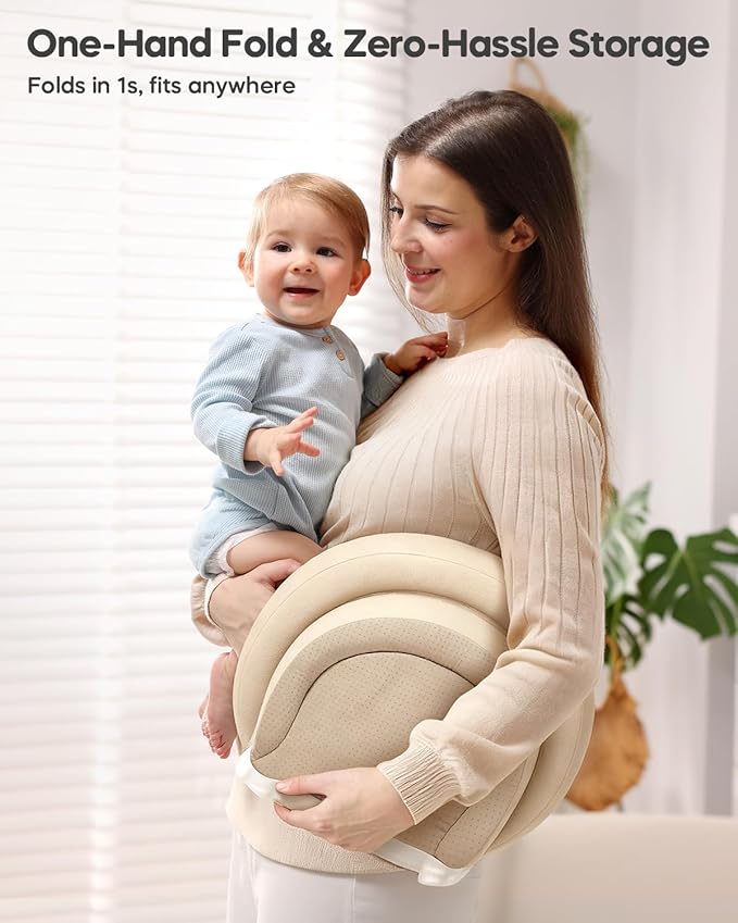 Mamatepe Peanut Baby Changing Pad, Foldable Travel On-the-Go with Non-Slip Base & Safety Belt, Wipeable PU Cushion for Dresser & Changing Table 30"x18", Yellow