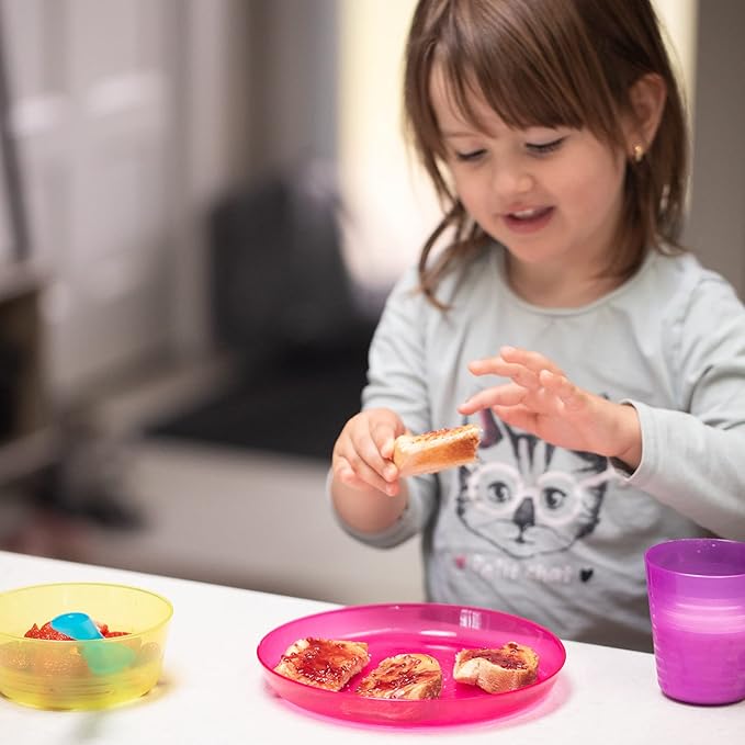 Kids Plastic Dinnerware Set of 18 Multi Color Flatware (Spoons, Forks and Knives) - Reusable, BPA-Free, Dishwasher Safe and Microwaveable