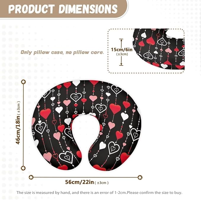 Love Hearts Nursing Pillow Cover Slipcover Comfortable Maternity Breastfeeding Newborn Infant Feeding Cushion Cover Machine Wash & Quick Dry