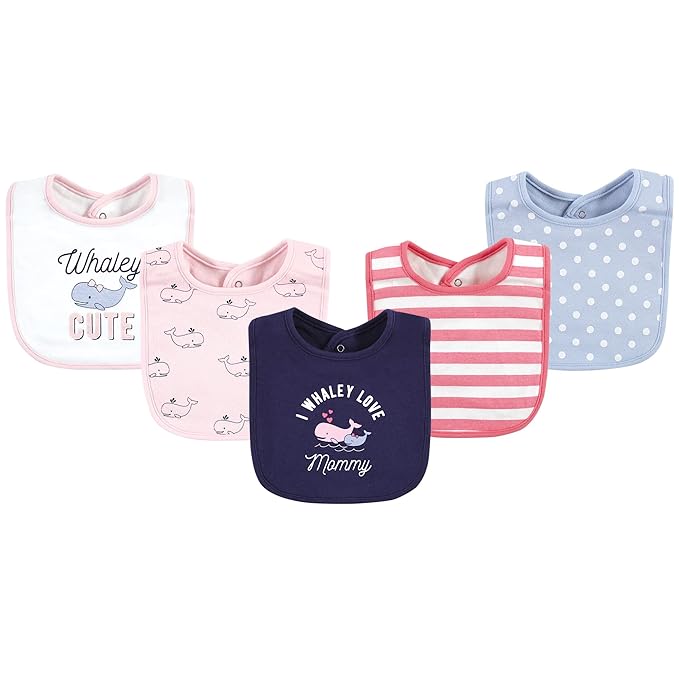 Hudson Baby Unisex Baby Cotton Bibs, Whaley Cute Girl, One Size