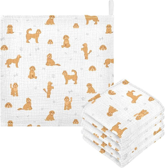 vvfelixl Baby Cotton Washcloths Labradoodle Dog Infants Bath Towel for Unisex Puppy Face Towels for Newborn, Natural Baby Wipes Delicate Skin, 11.8 X 11.8 inch, one sizex5