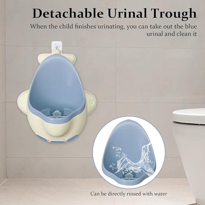 Potty Training Urinal for Boys Cute Plane with Funny Aiming Target - Blue