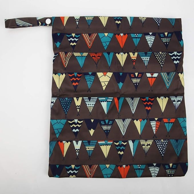 2 Wet Bags With Two Zippered Pockets Reusable Diaper Nappy Waterproof (3D Deer and Teepee)