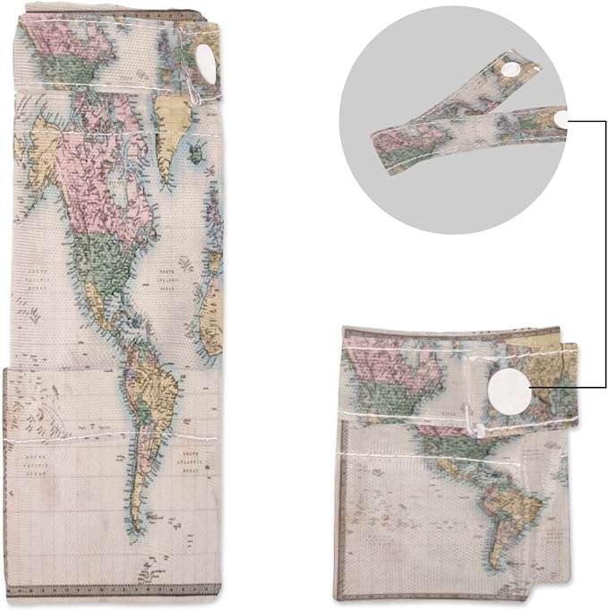 Vintage World Map Wet Dry Bag for Cloth Diaper Swimsuit, Educational World Map Waterproof Wet Bag Organizer Pouch with Zippered Pockets and Snap Handle Washable for Travel Daycare Gym, 2 Pack