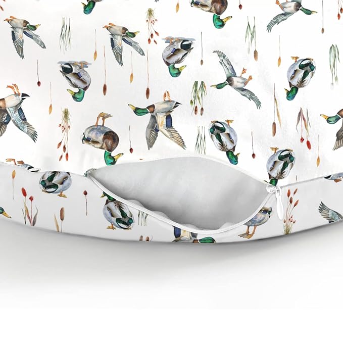 Watercolor Mallard Ducks Baby Nursing Pillow Covers for Boy Girl Duck Hunting Nursery Pillowcase for Breastfeeding Pillows Wild Ducks Birds Soft Stretchy Slipcovers for Newborn Infant