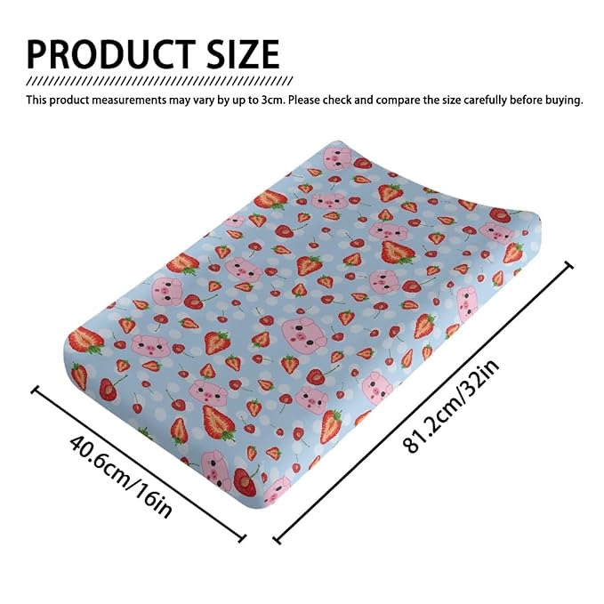 Straberry Baby Changing Pad Cover Cute Pig Newborn Changing Table Cover Girls Boys Diaper Table Change Mat Sheet Cover Soft Breathable