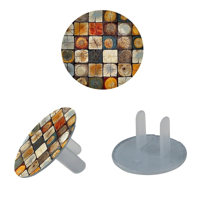 Baby Safety Outlet Plug Electrical Socket Covers, Various Wooden (2)