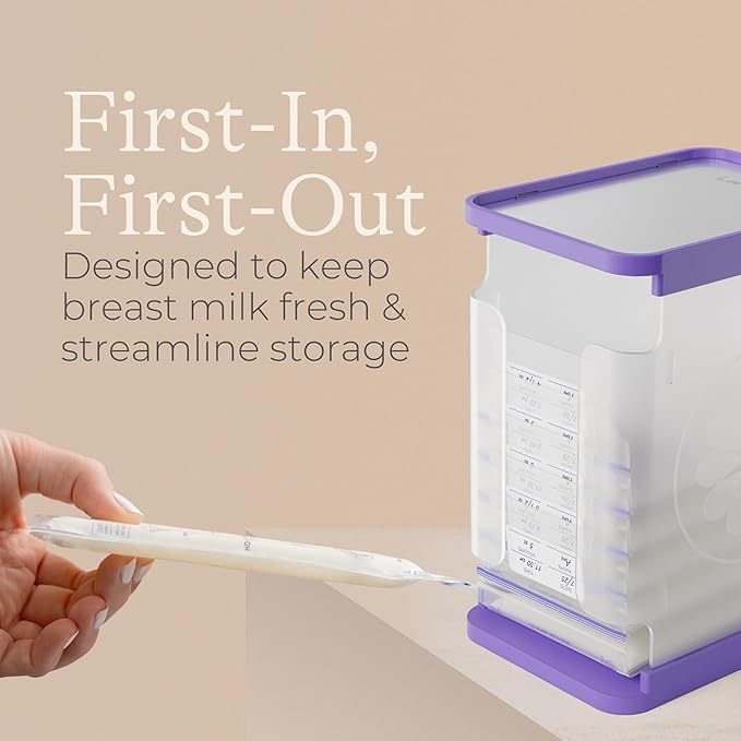 Lansinoh Breastmilk Storage Container with Quick-Freeze Tray, Stores up to 10 Breast Milk Bags, Made Without BPA/BPS, Includes 5 Milk Bags