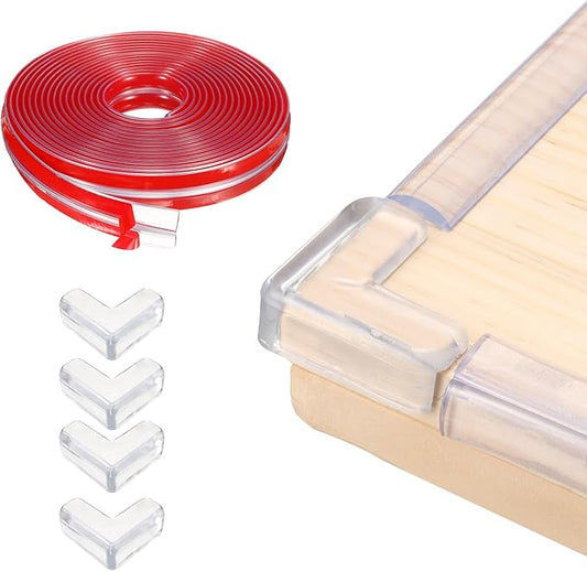 uxcell Edge Protector, 19.7ft (6M) x 0.6" (15MM) Clear Furniture Corner Guard PVC Strong Adhesive Proofing Edge Safety Bumpers with 4 Corners Guards for Table Cabinets