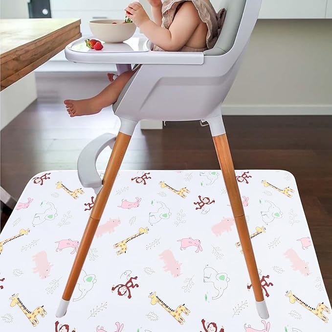 Baby Splat Floor Mat for Under High Chair/Arts/Crafts, 51" Waterproof Anti-Slip Food Splash Spill Protector Mat, Washable and Table Cloth