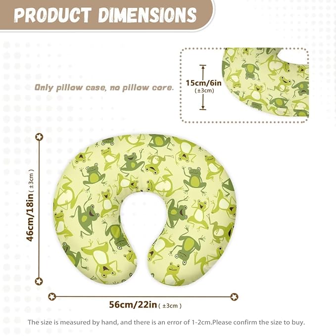 Jeiento Cute Frog Pattern Nursing Pillow Covers Green Frog Nursing Pillow Slipcovers Elastic Soft Breastfeeding Pillow Slipcover Baby Sitting Support,Pillow Cover Only