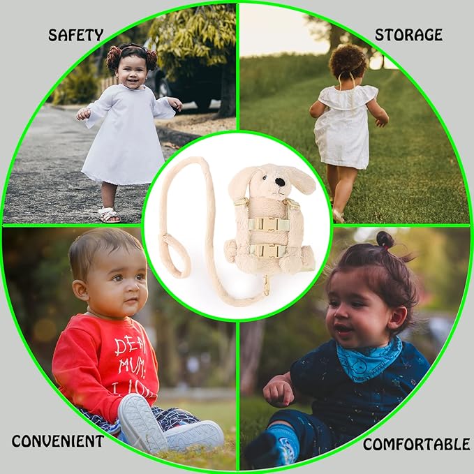 2 in 1 Naughty Dog Toddler Backpack Harness with Safety Leash for Children’s Walking Kids Leash for 1-3 Years Old Boys and Girls