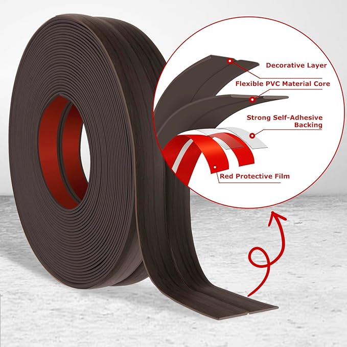 Flexible Wall Corner Protector Moulding Trim Peel and Stick Wall Corner Guards Edge Protector Self Adhesive Molding Trim Strip for Edge Ceiling (Dark Walnut Wood Grain, 2.4 in x 40 Ft)