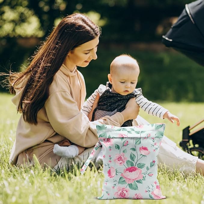 Wet Dry Bags for Diaper Waterproof Swimsuit Washable Reusable Bag for Beach Diapers Dirty Yoga Gym Clothes Plant Gifts for Men Baby Friend Women 12.5x10.2 Inches