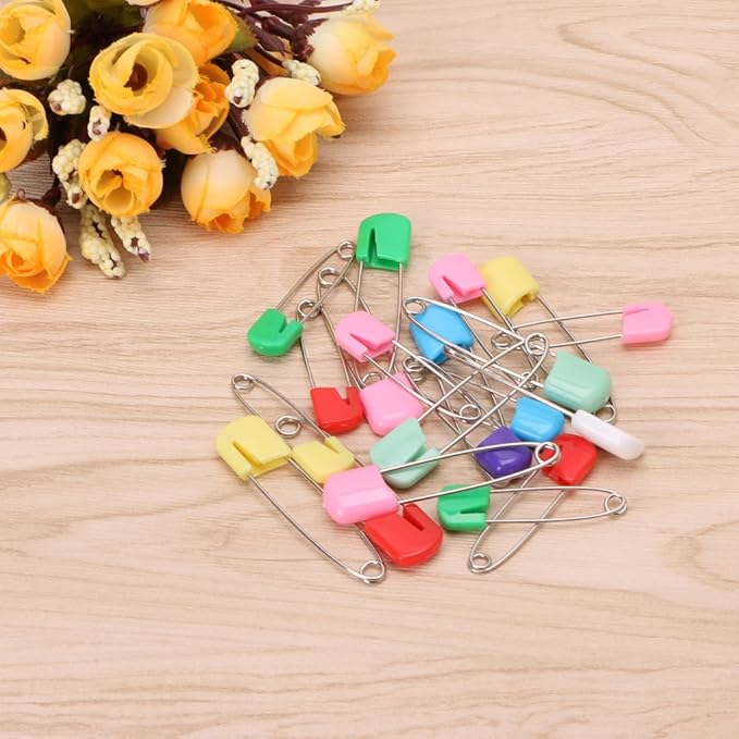20Pcs Baby Infant Child Cloth Nappy Diaper Pins Locking Holder Colorful