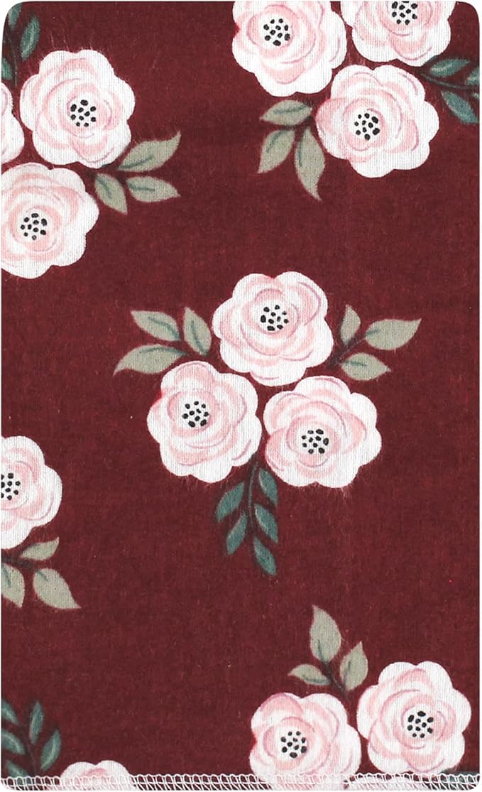 Luvable Friends Hudson Baby Flannel Burp Cloths 10pk, Burgundy Flower