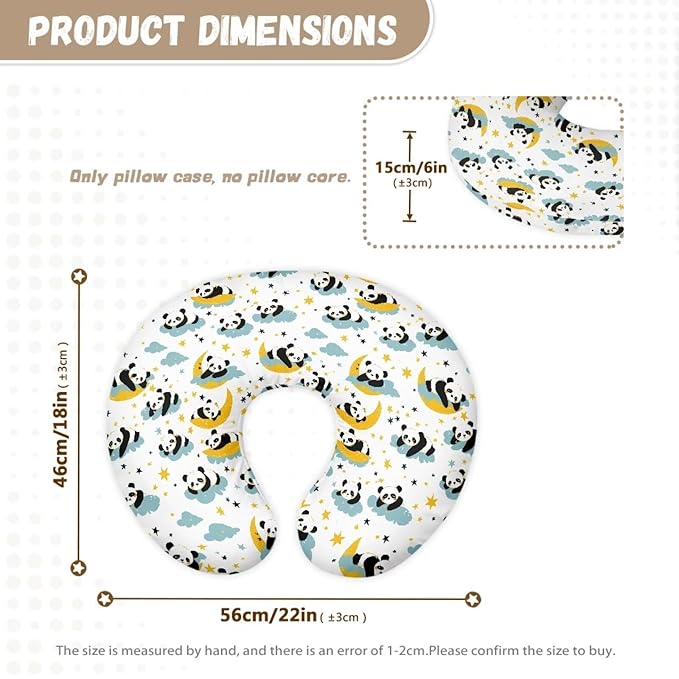 Panda Moon Baby Feeding Pillow Cover Super Soft and Stretchy Personalized Breastfeeding Pillowcase Newborn for Boys Girls, 2 Packs