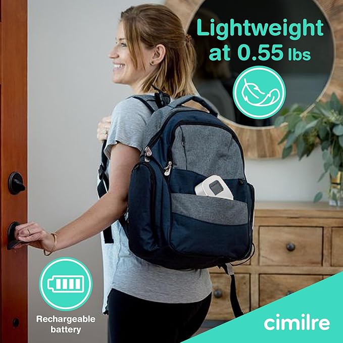 P1 Portable Breast Pump Kit by Cimilre, Small Breast Pump w/Rechargeable Battery for Moms On-The-Go, BPA, BPS & Phthalate Free, Double Electric Breast Pump