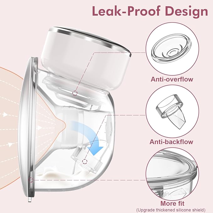 NaNaLazy Wearable Breast Pump Hands Free of Longer Battery Life & LED Display, Portable Electric Breast Pump with 3 Modes & 9 Levels & Low Noise, 24 mm Flange, 2 Pcs White