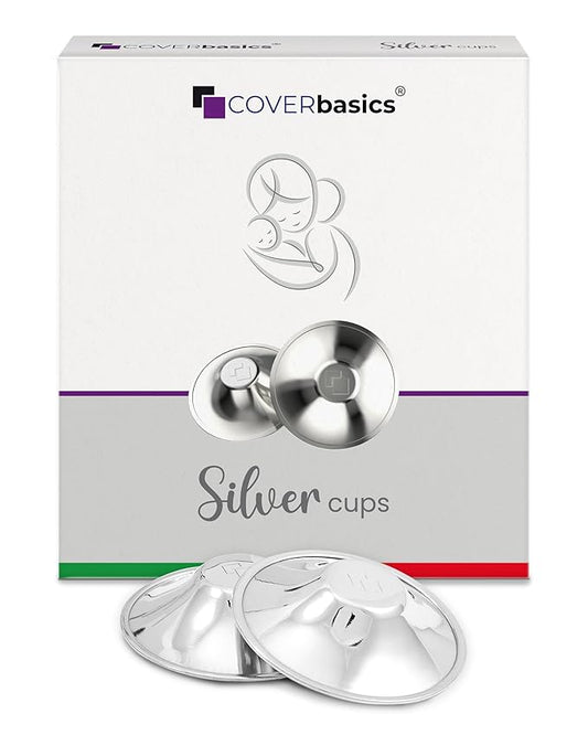 Original Italian Silver Nursing Cups - Nipple Shields for Breastfeeding - Helps Soothe and Protect Sore Nipples - Dermatologically Tested - Medical Device FDA-Registered (Small)