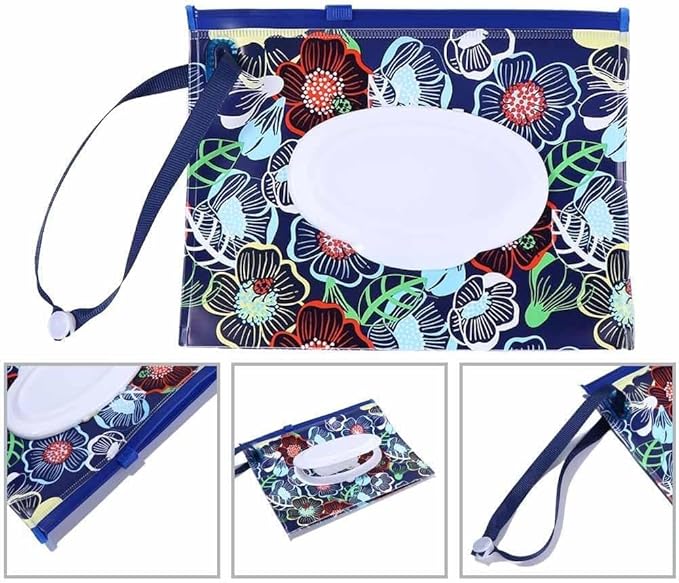 Blue Wet Wipe Dispenser,Portable Refillable Wipe Holder,Reusable Lightweight Wipes Container Case Travel Wet Wipe Pouch Products Diapering Wipes and Holders Wipes and Holders