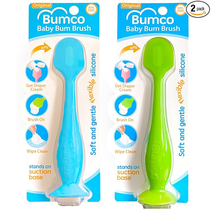Bumco Diaper Cream Spatula (2-Pack) - BPA-Free Diaper Bag Essentials, Soft & Flexible Butt Spatula Baby, Mom-Invented Butt Paste Spatula, Diaper Cream Applicator, Bumco Baby Bum Brush, Diaper Spatula