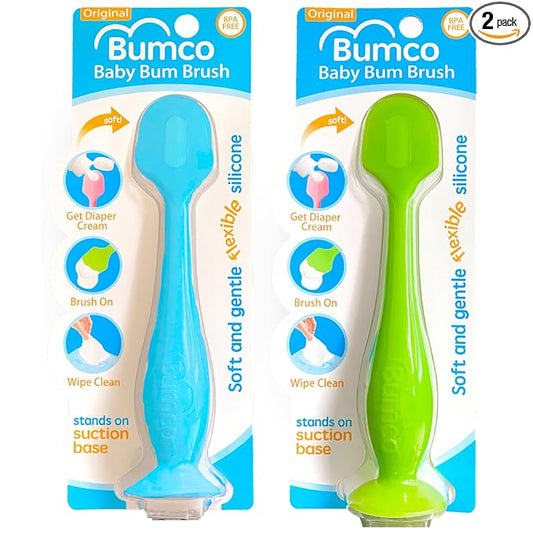 Bumco Diaper Cream Spatula (2-Pack) - BPA-Free Diaper Bag Essentials, Soft & Flexible Butt Spatula Baby, Mom-Invented Butt Paste Spatula, Diaper Cream Applicator, Bumco Baby Bum Brush, Diaper Spatula