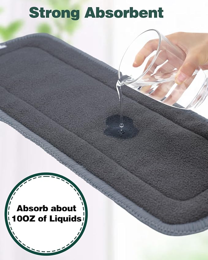 Babygoal Baby 5-Layer Charcoal Rayon from Bamboo Reusable Liners for Cloth Diapers Nappies,Pack of 12 Inserts,12ZTN