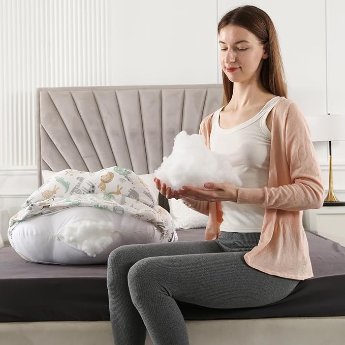 BATTOP Nursing Pillow for Breastfeeding,Bottle Feeding, Plus Size Breastfeeding Pillows with Adjustable Waist Strap Removable Cover, Extra Pillow on Top for More Support for Mom