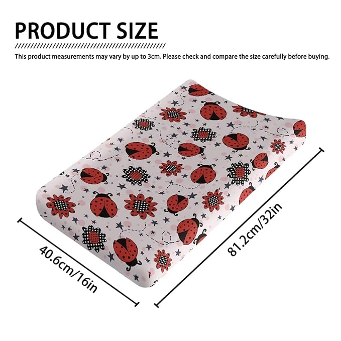 Cute Changing Pad Cover for Baby Ladybug Diaper Change Table Covers with Elastic Edge Easy to Install Baby Nursery Diaper Changing Pad Sheets Gift for Holiday