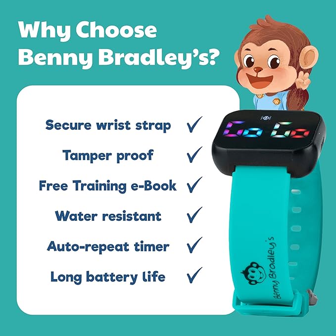 Potty Training Watch for Kids V2 – A Water Resistant Potty Reminder Device for Boys & Girls to Train Your Toddler with Fun/Musical & Vibration Interval Reminder with Potty Training eBook (Turquoise)