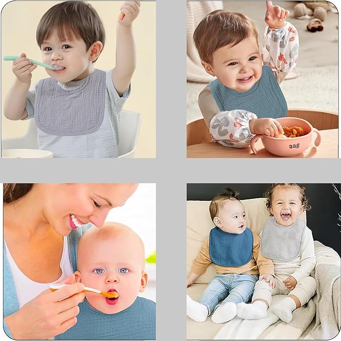 Muslin Baby Bibs for Boys Girls, Soft Cotton Baby Drool Bibs, Drooling and Teething Bibs for Infant, Newborn