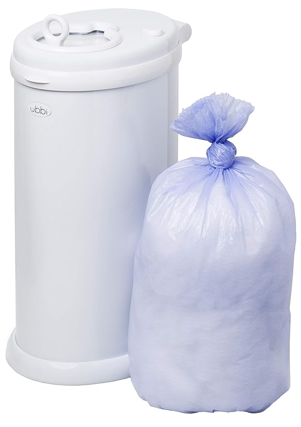 Ubbi Steel Odor Locking & Disposable Diaper Pail Plastic Bags, Single Pack, 25 Count, 13-Gallon Bags