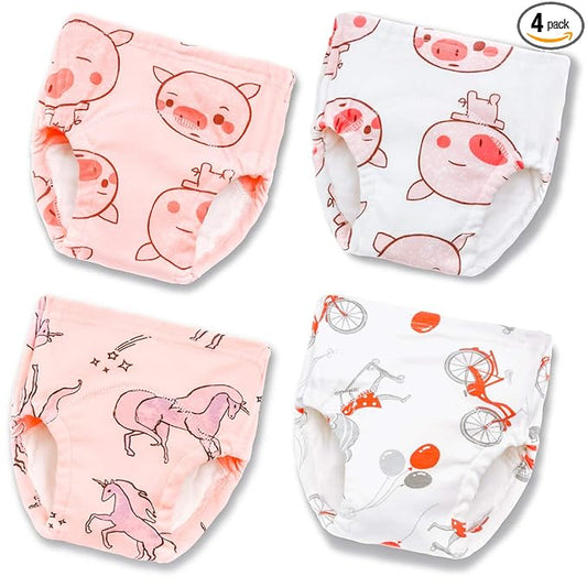Joyo roy 4Pcs Toddler Girl Underwear Toddler Potty Training 1T Toddler Panties Training Diapers Toddler Training Pants Underwear for Toddler Girls Toddler Potty Training Underwear Girls Potty Training