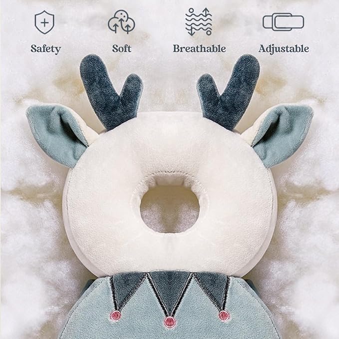 Baby Head Protector Backpack, Toddler Baby Head Protection Backpack with Baby Knee Pads Alarm Function for Walking & Crawling, Soft, Breathable and Wearing Safety Baby Head Protector