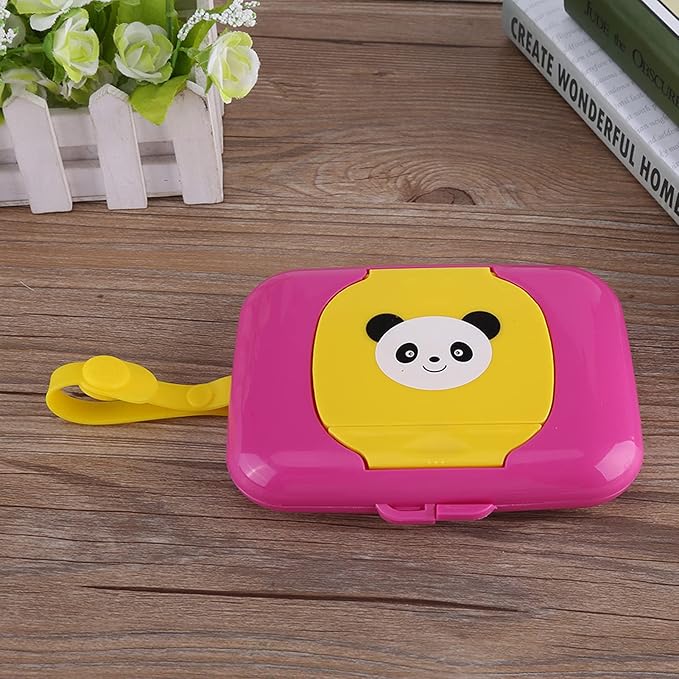 Portable Baby Wipes Dispenser Holder Cute Wet Wipe Container Outdoor Travel Stroller Wet Wipes Box Reusable Tissue Case Dispenser for Home Office Cars (Rose red Box)