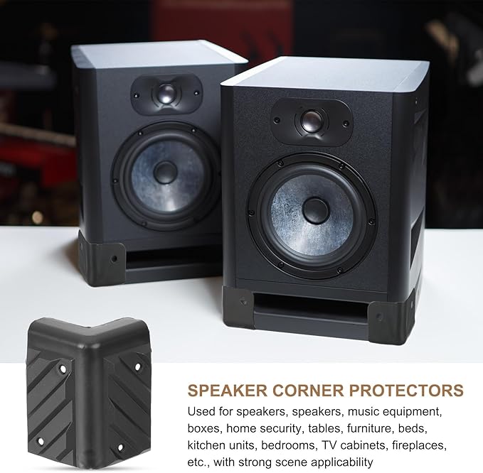 uxcell 4 Pcs 1.89" x 1.89" Speaker Corner Protectors, Plastic Right Angle Protector Thickening Speaker for Cabinet Guitar Amplifier Stage Speakers, Black