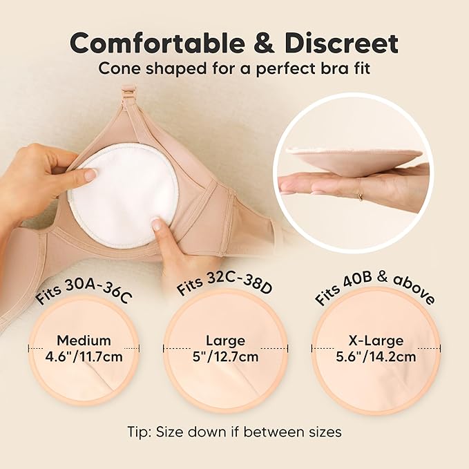 Organic Nursing Pads - 14 Washable Breast Pads for Breastfeeding, Wash Bag, Viscose Derived from Bamboo Reusable Nipple Covers for Breastfeeding Essentials, Soft & Absorbent (Sweetheart, L 5")