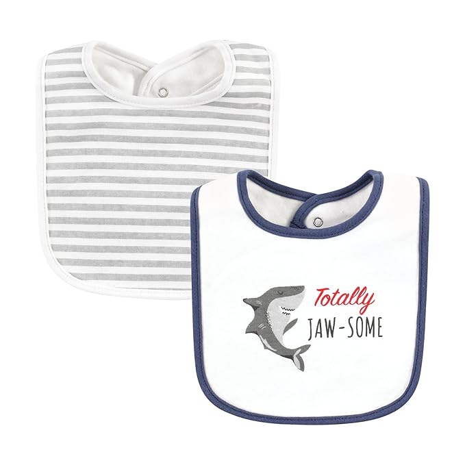Hudson Baby Unisex Baby Cotton Bibs, Boy Whale Shark, One Size