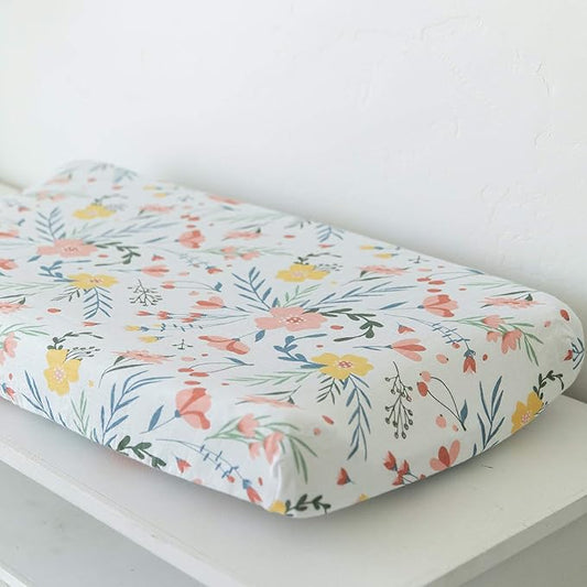 Graced Soft Luxuries Fitted Changing Pad Covers 100% Breathable Cotton for Girls, (Floral Burst)