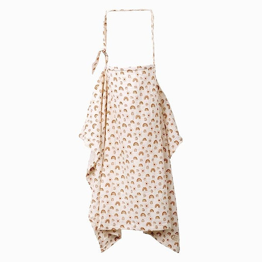 Muslin Nursing Cover Up for Breastfeeding, 47"x47" Cotton Muslin Breastfeeding Covers for Nursing, Full Coverage Breast Feeding Covers, Pumping Cover Oeko-TEX Designed in France - Neutral Rainbow