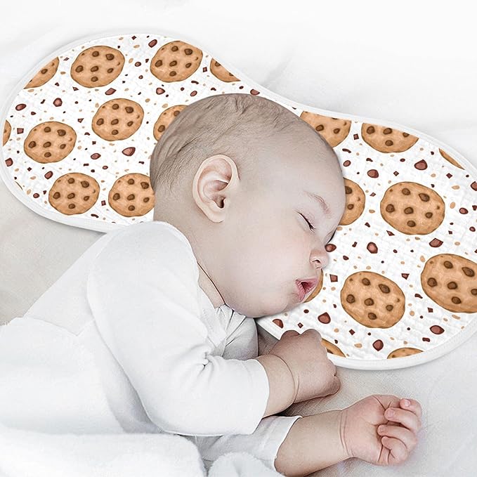 Muslin Burp Cloths for Baby Boys and Girls - 1-Pack Ultra Absorbent Chocolate Chip Cookies Muslin Washcloths, Newborn Towel, Milk Spit Up Rags, Burp Cloth Bib for Unisex, 22 x 11 Inch