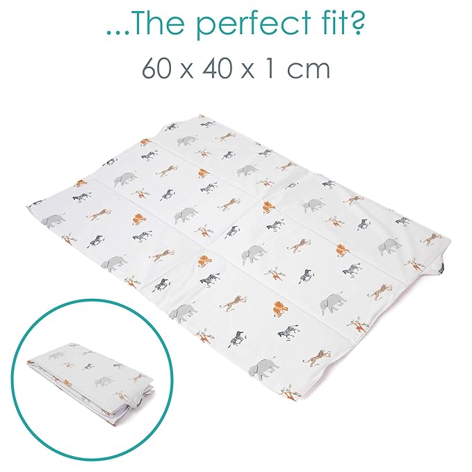 Clair de Lune Jungle Dream Foldable Changing Mat, Easy Clean Soft Water Resistant Travel Pad 60 x 34 cm
