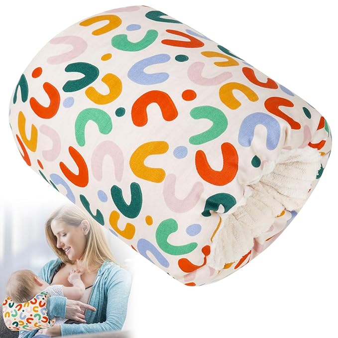 Baby Feeding Arm Pillow,Soft Cotton Bottle Nursing Arm Pillows for Newborn,Breastfeeding Pillows for More Support for Mom and Baby,Portable and Washable,Ergonomic Nursing Essentials(Rainbow)