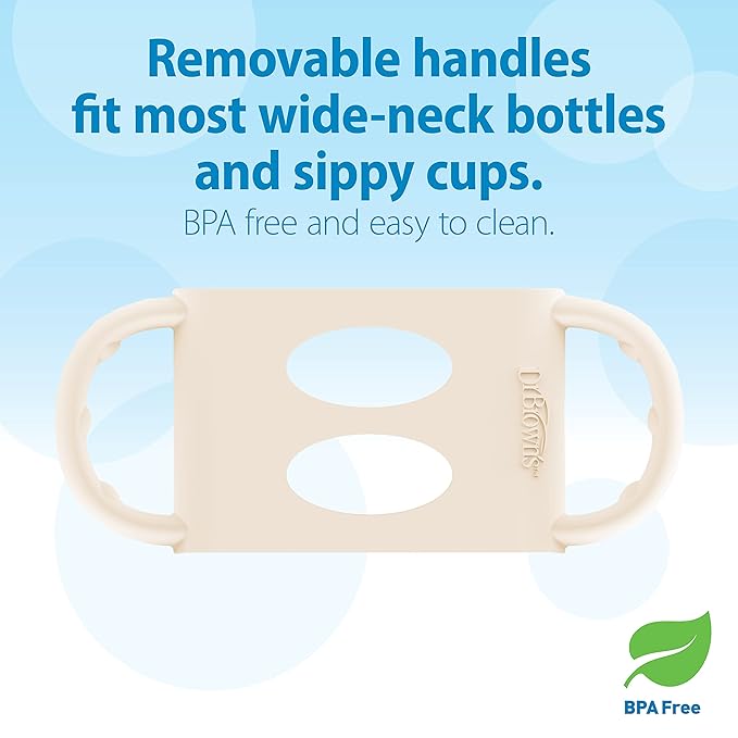 Dr. Brown's® Milestones™ 100% Silicone Baby Bottle Handles, Wide-Neck, Ecru, 2 Pack