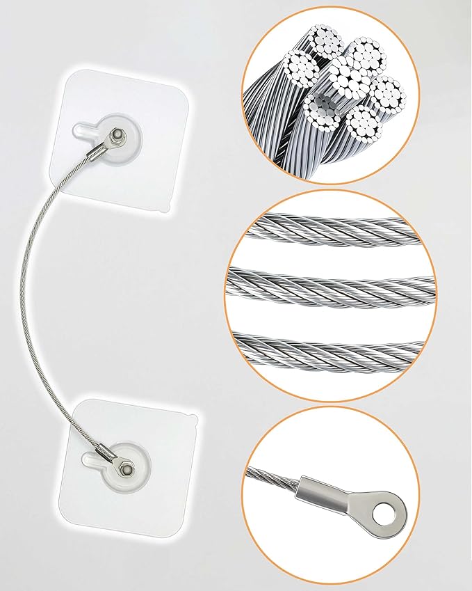 8 Pack, 4 pcs 8''+4 pcs 16'' Furniture Anchors Kit for Baby Proofing, Adhesive TV Safety Straps Use to Prevent Falling and Anti Tip, No Drill Dresser Or Cabinet to Wall Anchors