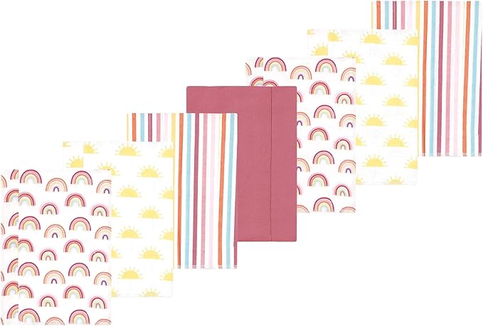 Luvable Friends Hudson Baby Flannel Burp Cloths 7pk, Sunny Sky