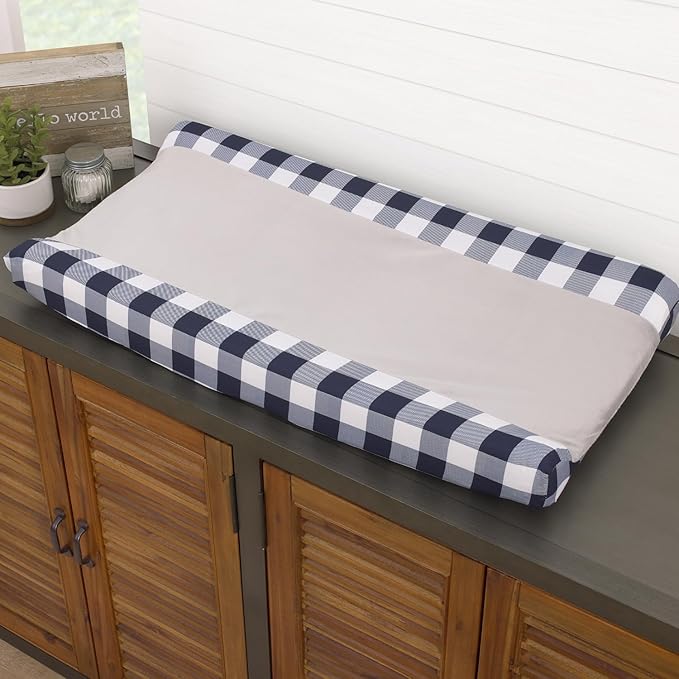 Little Love by NoJo Super Soft Changing Pad Cover - National Park Navy Buffalo Check Design, Standard Size 16" x 32" x 6"
